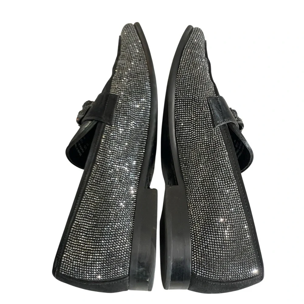 ALDO REGALO GUNMETAL RHINESTONE FESTIVE DRESS LOAFERS SZ 11 MED